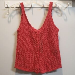 Moon & Madison NWT Red Crochet Button Front Tank Top